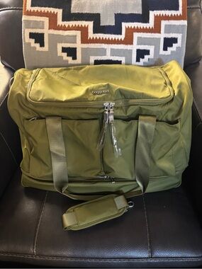 Baggallini Olive Travel Duffel with Multiple Pockets & bottom compartment